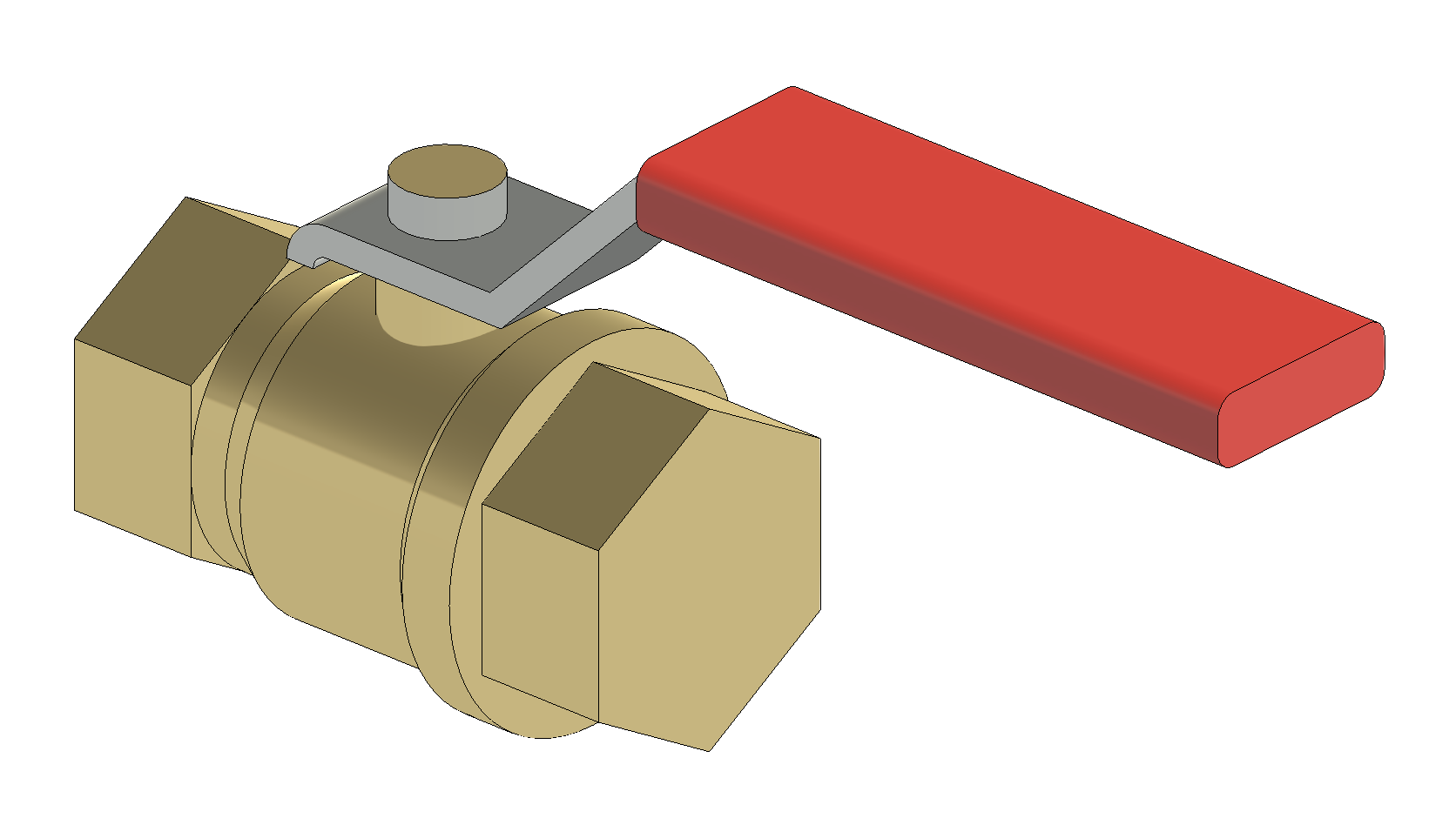 3D Revit render of the Kinship REWORKED threaded ball valve family.
